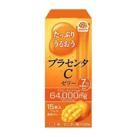 『代購』日本《EARTH製藥》アース製薬 たっぷりうるおう プラセンタC ゼリー マンゴー味 極品奢華版 胎盤素C果凍條-15條入（芒果口味） (5/6 收單)