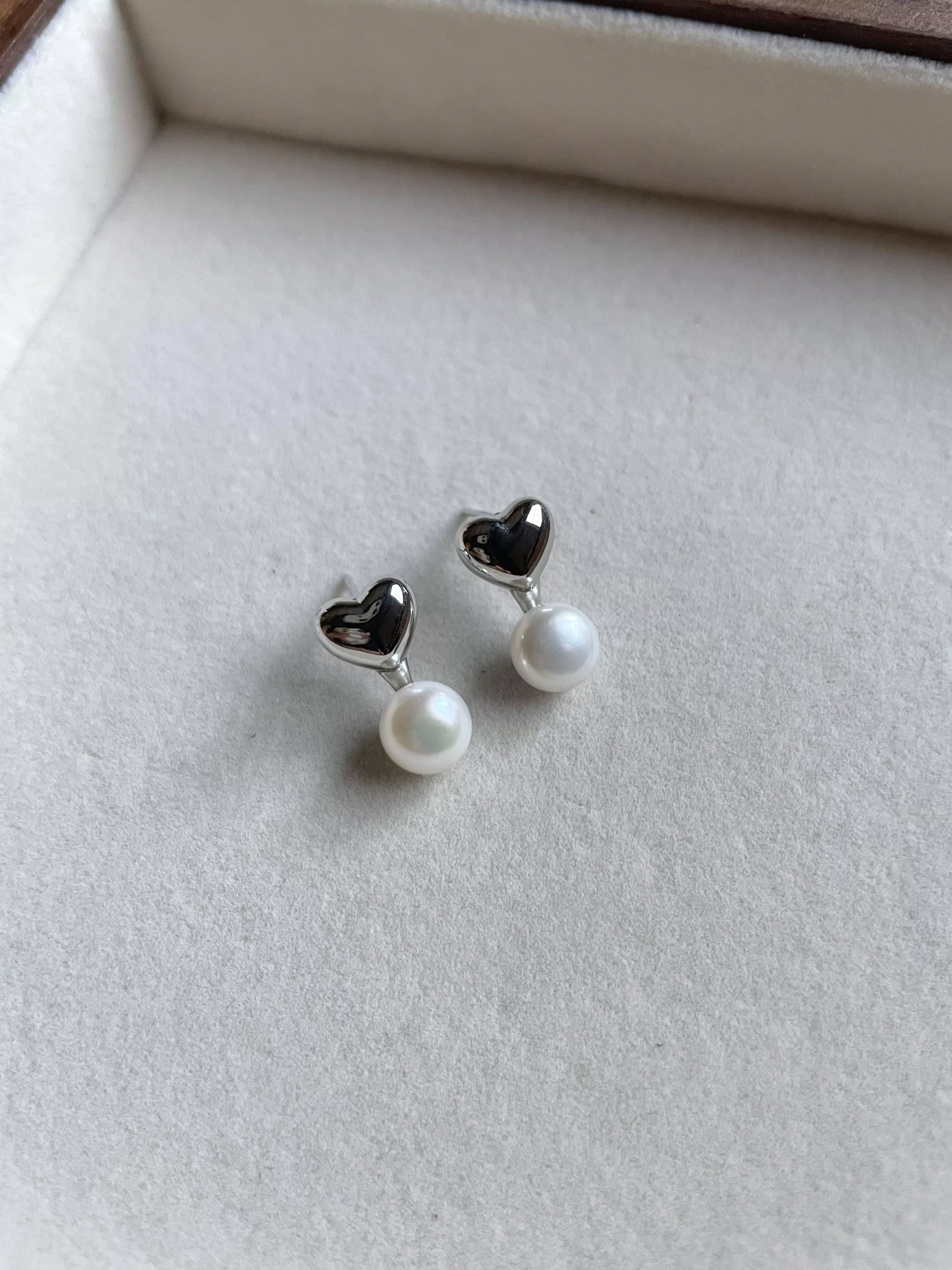 素面愛心珍珠耳環