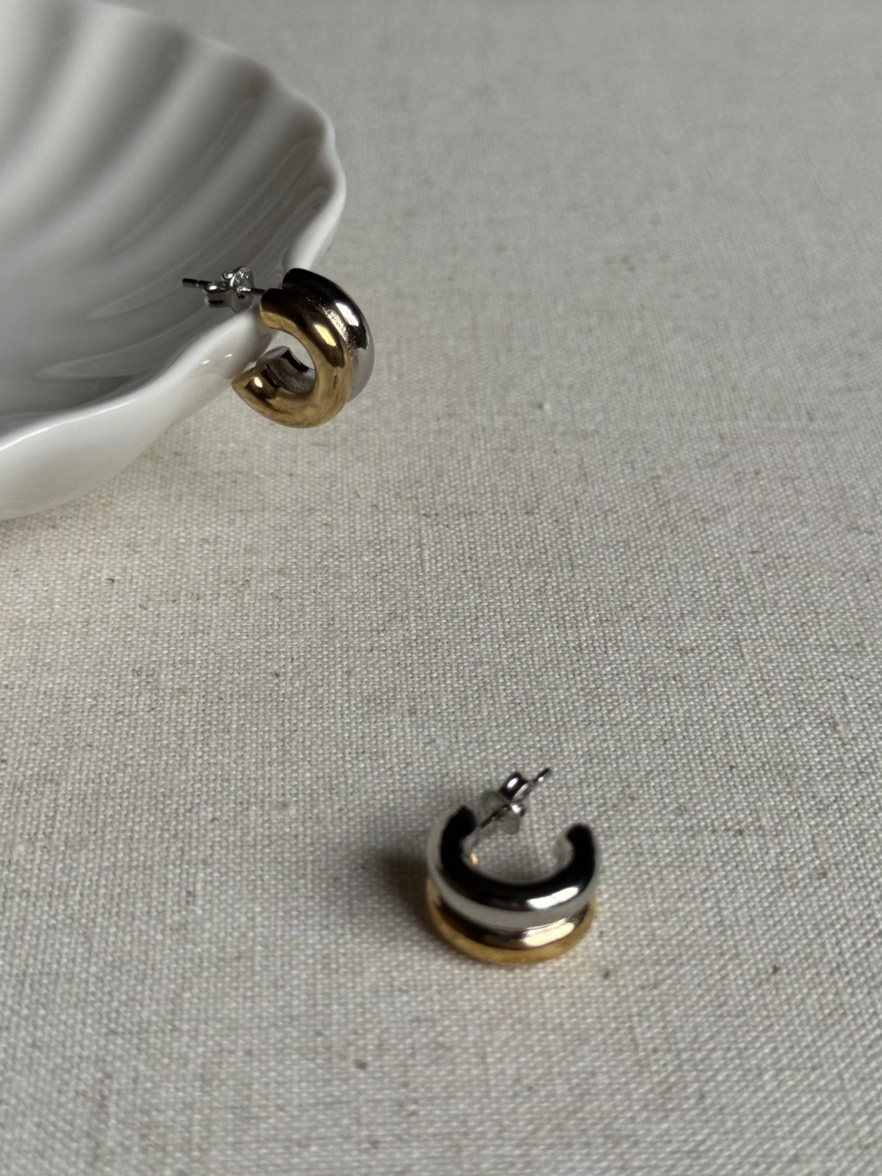 界線 · 雙色純銀耳環