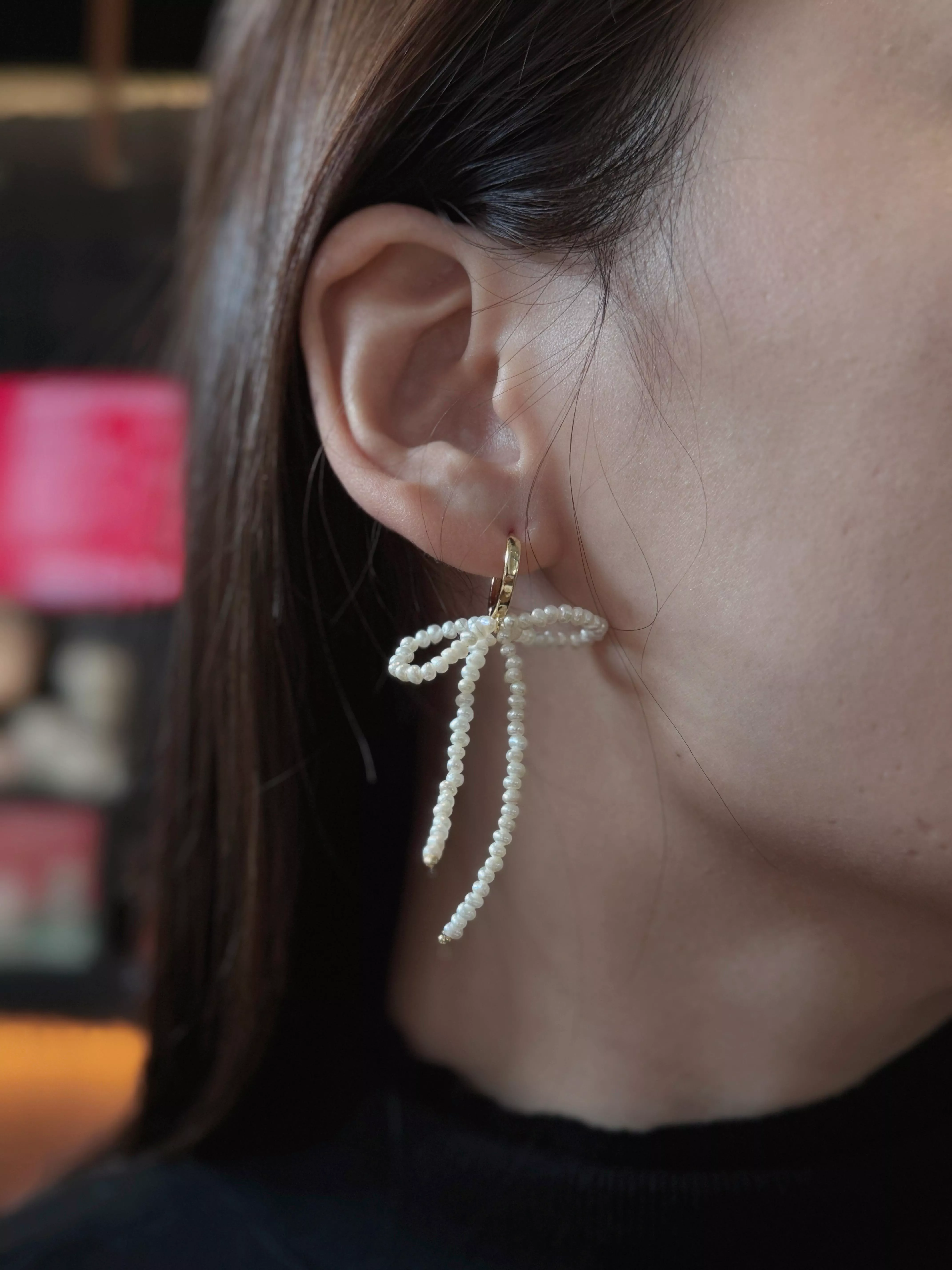 ｜聖誕結｜淡水珍珠耳環