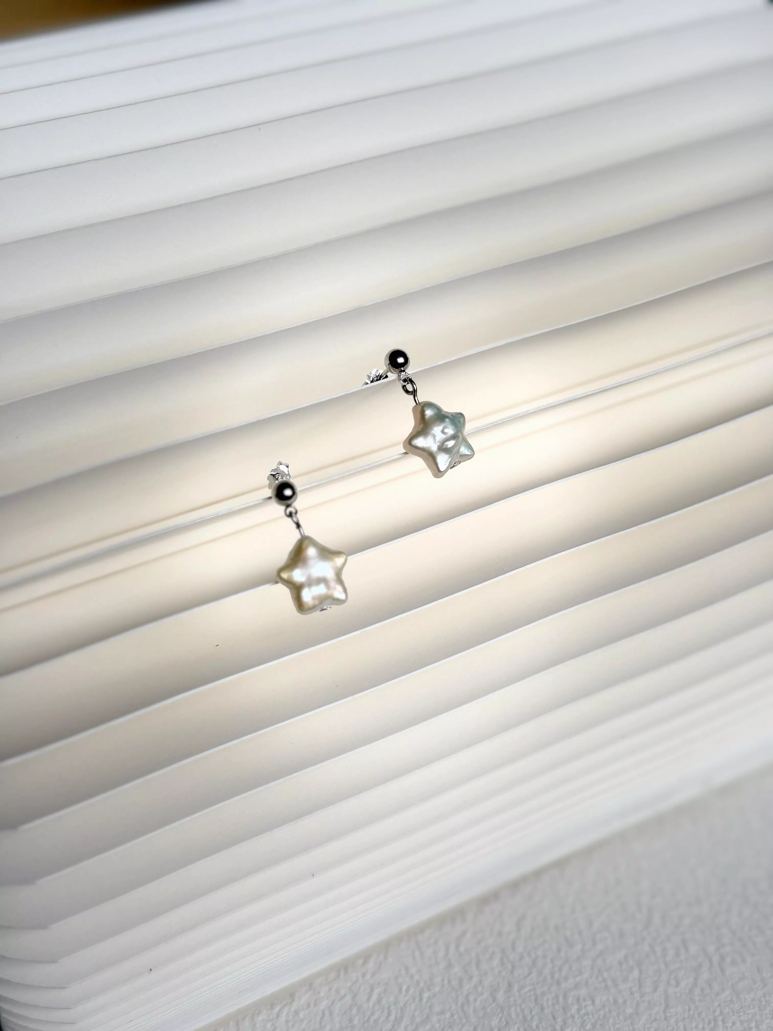 星動軌跡・手作星星淡水珍珠耳環