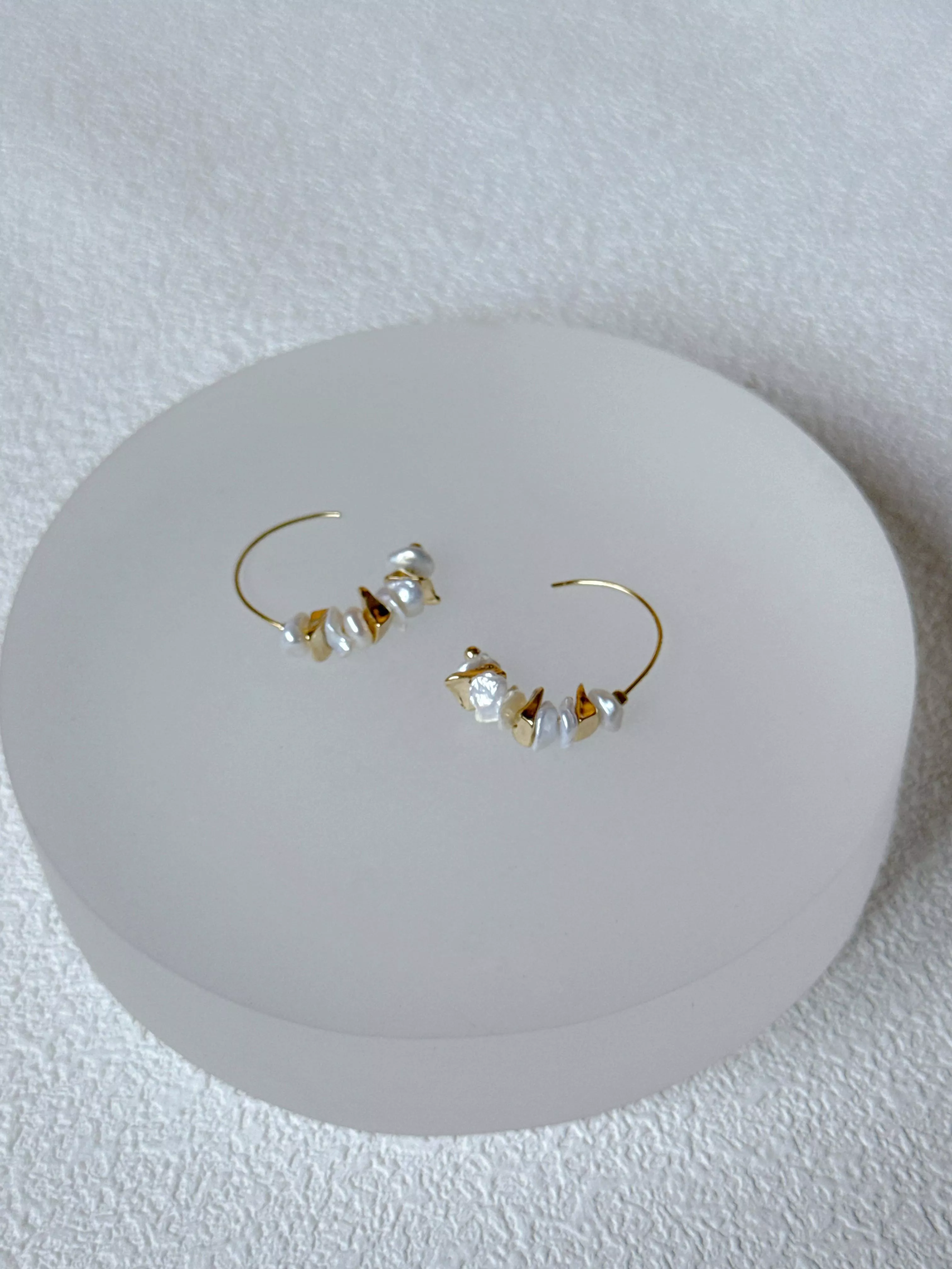 拾光・金塊珍珠半圈耳環