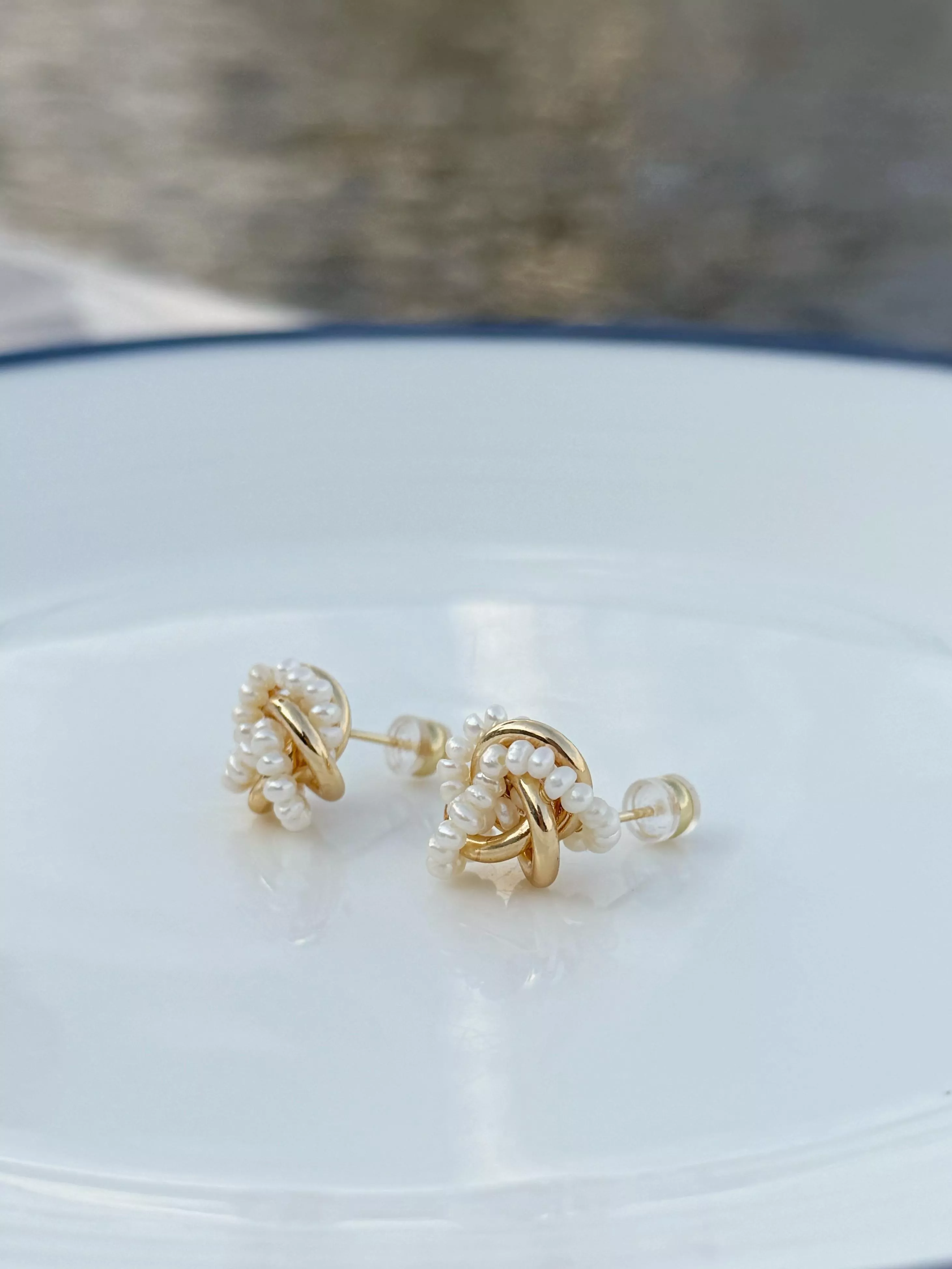 ｜花結｜珍珠耳環