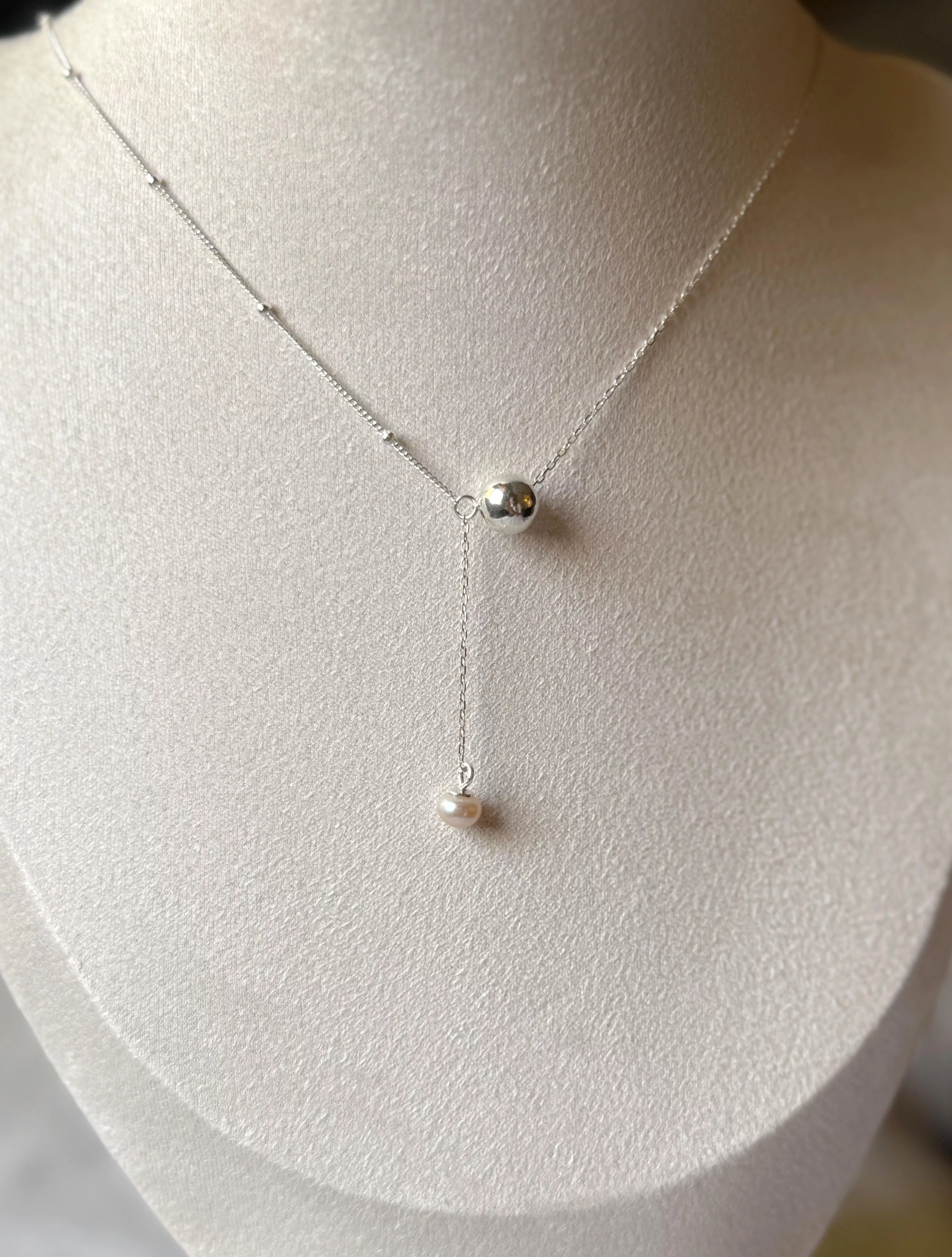 ｜漣漪｜純銀珍珠垂墜項鍊