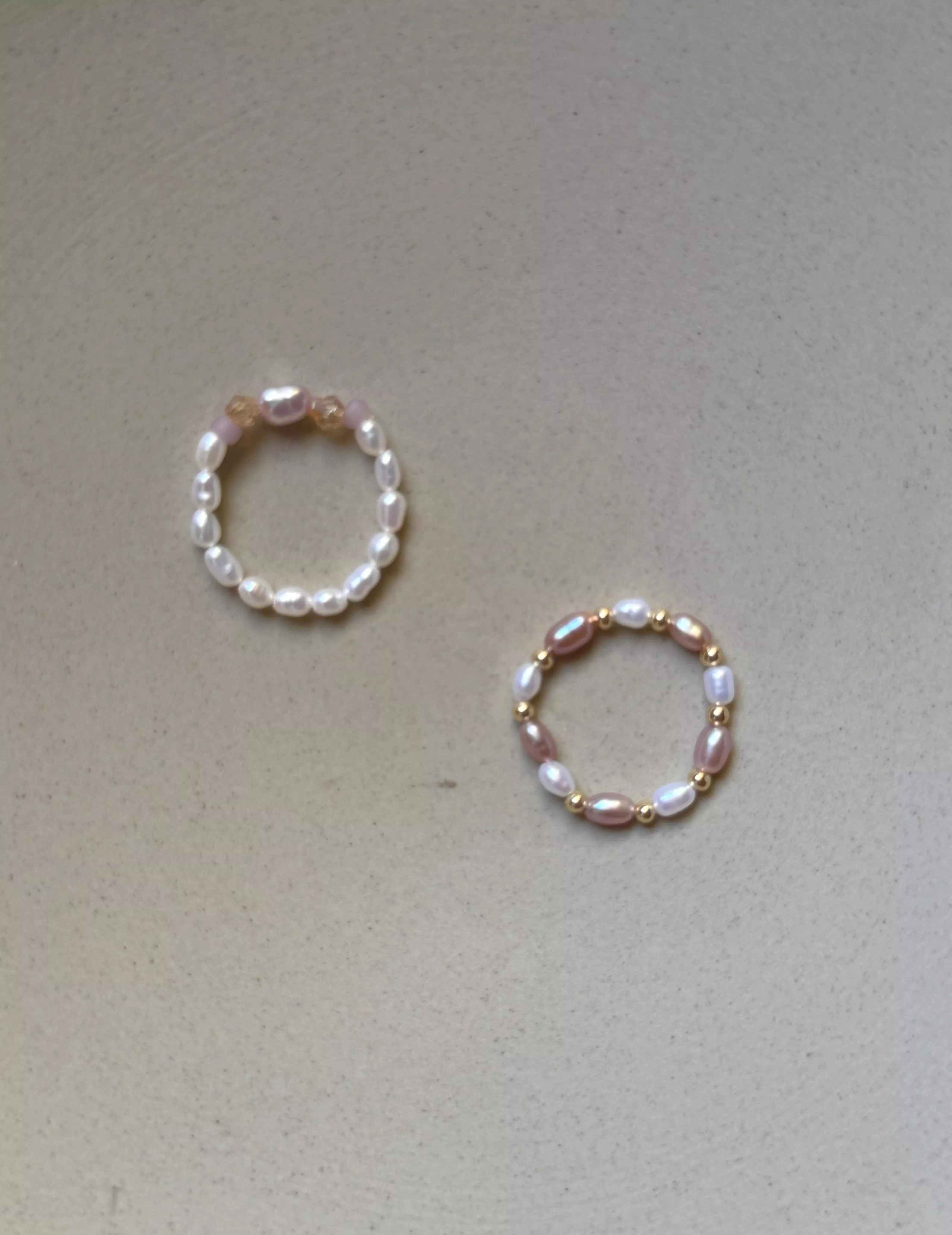 ｜見春天｜珍珠串珠戒指