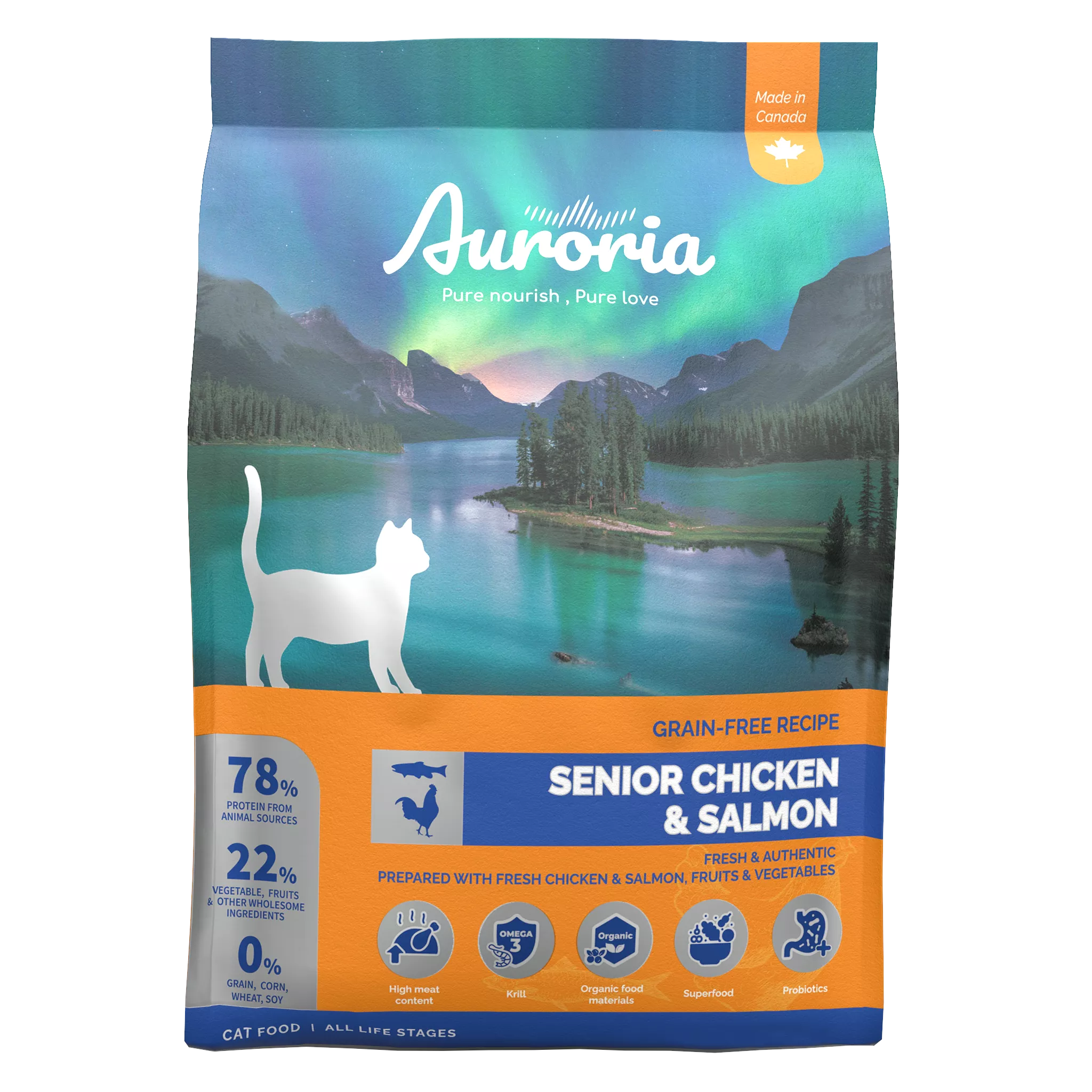 【AURORIA極光】全齡貓 無穀天然糧－雞肉&鮭魚(低脂)｜三種規格(1磅/4磅/12磅)