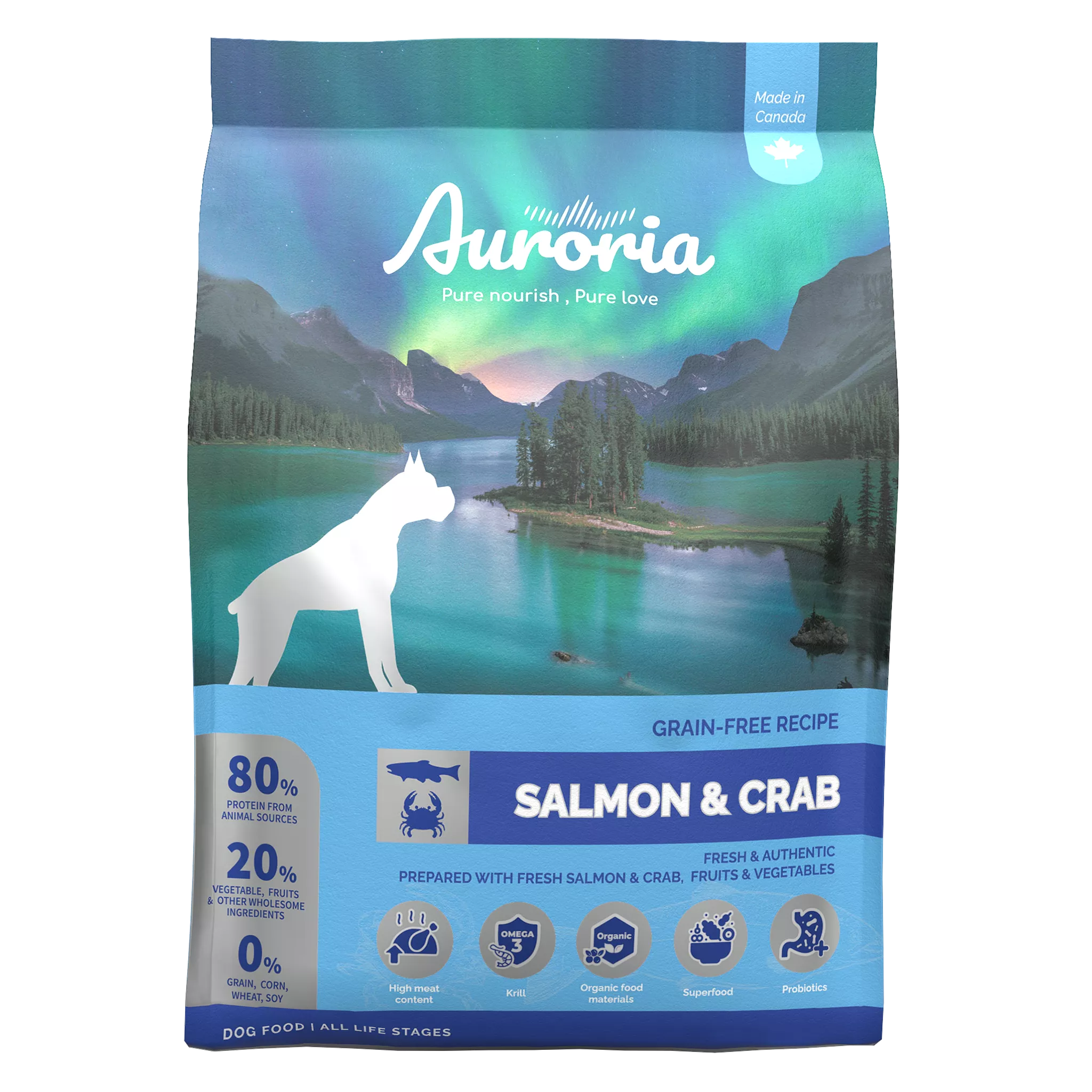 【AURORIA極光】全齡犬 無穀天然糧－鮭魚&雪蟹｜三種規格(1磅/5磅/15磅)
