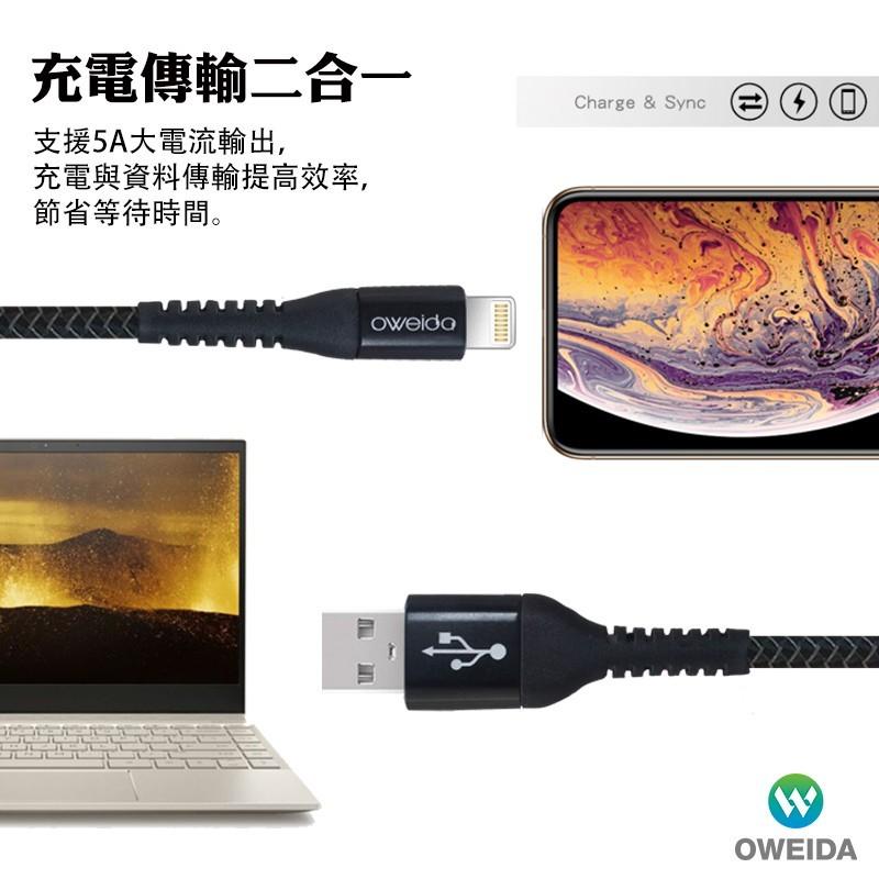 現貨秒出【Oweida】USB to iPhone、Type-C 編織漁網快充線 5A 充電線 傳輸線 150cm