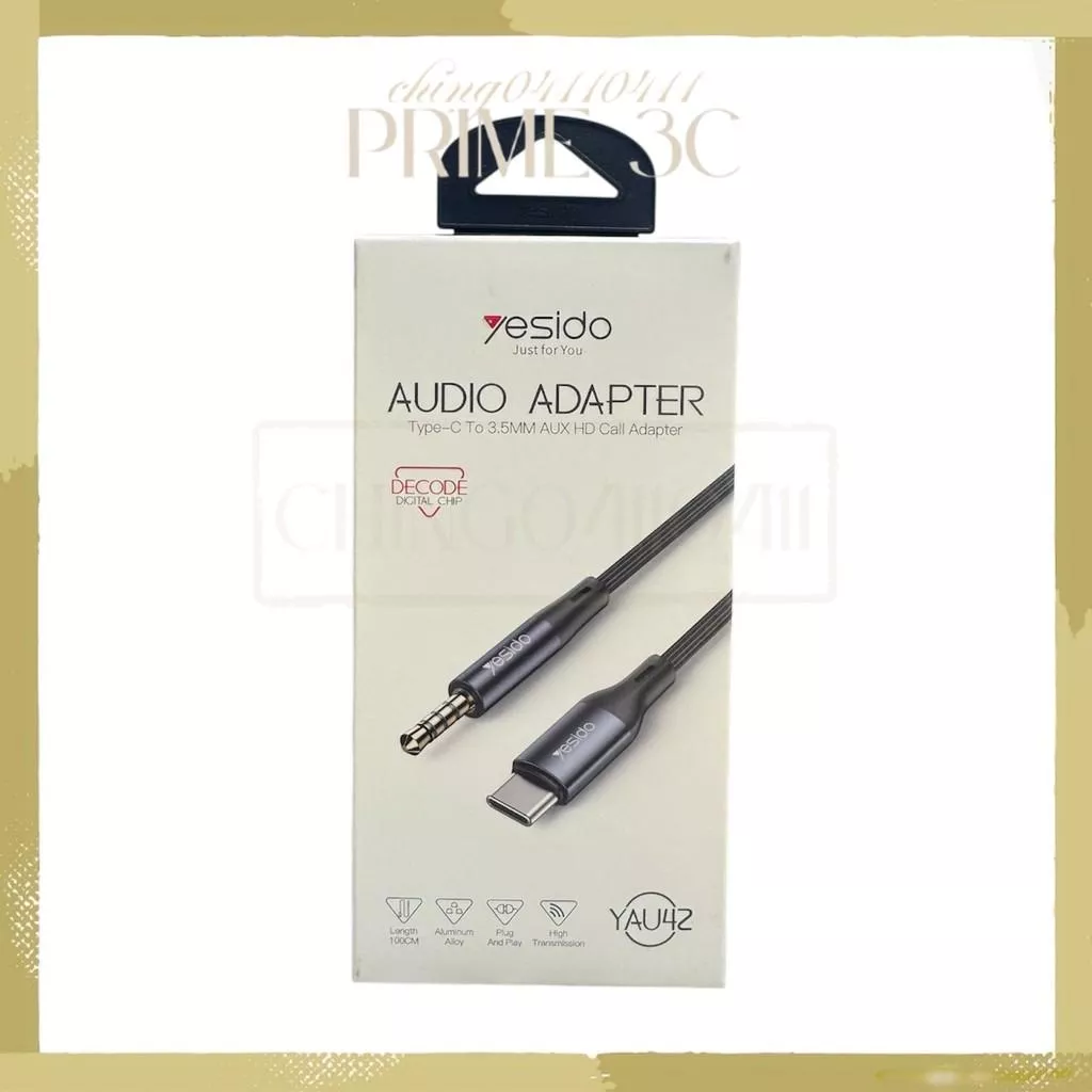 【yesido】Type-C 轉 3.5mm鋁合金內建高效能 AUX 高清通話音訊線 YAU42