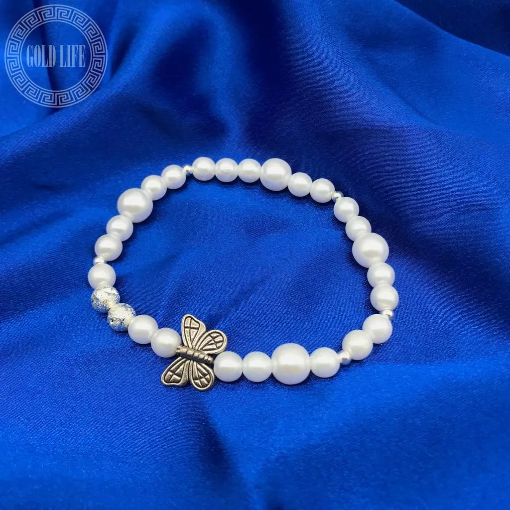 NO NAME 古銀蝴蝶珍珠手鍊