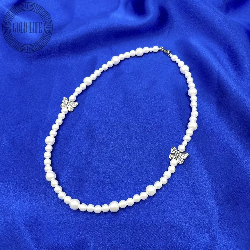 NO NAME 經典款蝴蝶珍珠項鍊