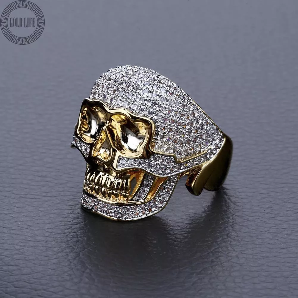 滿鑽黃金骷髏頭戒指