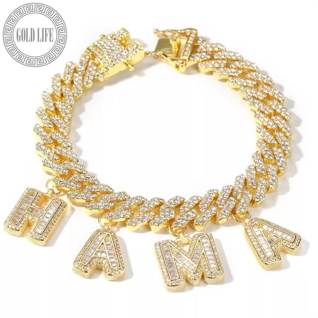 客製滿鑽垂掛字體古巴項鍊