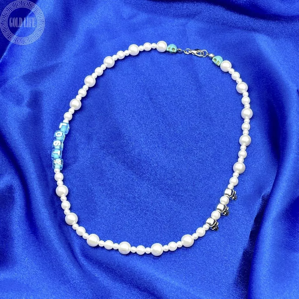 NO NAME 客製藍色骷顱項鍊