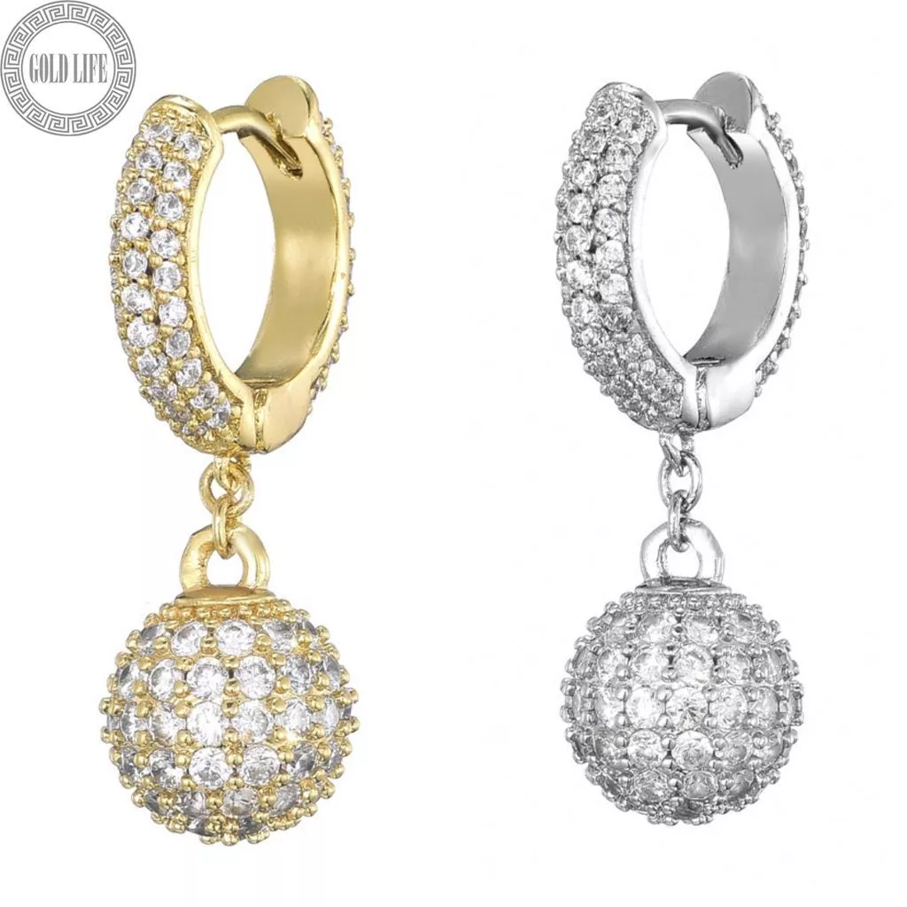 滿鑽垂掛圓珠耳環