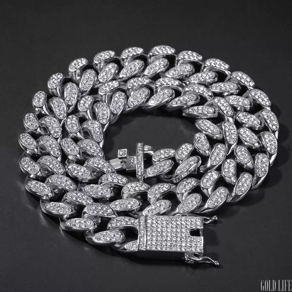 20mm密釘鑲古巴鑽石項鍊