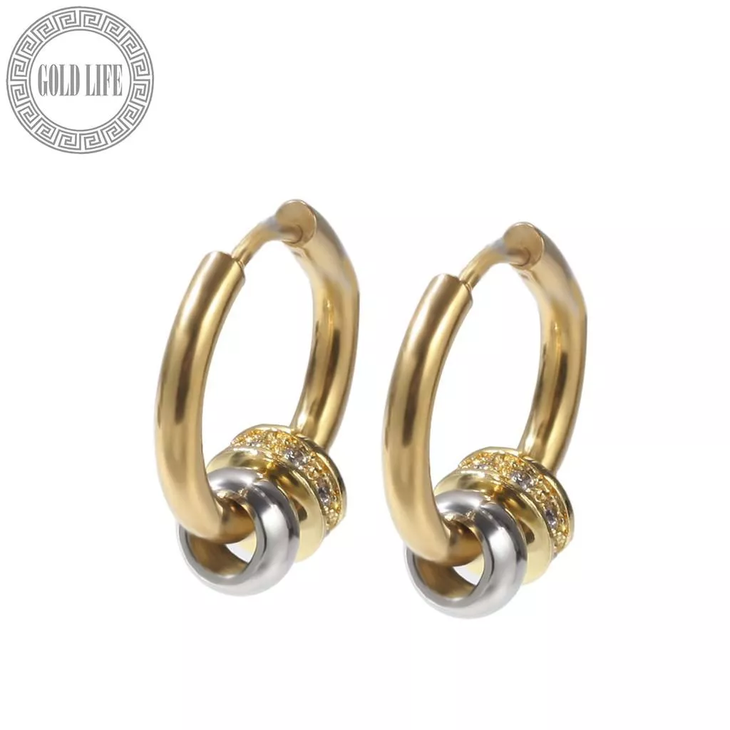 圈圈鑽石圓珠耳環