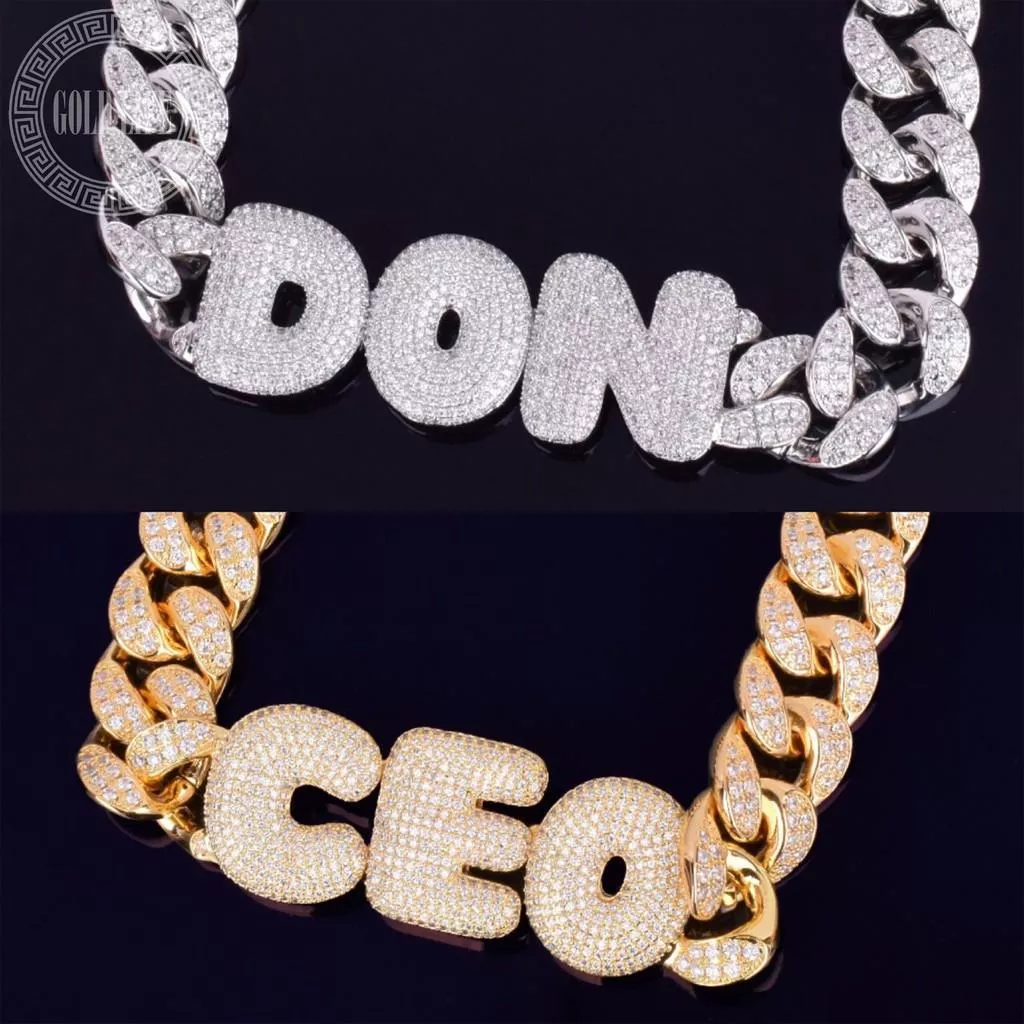 客製化20mm古巴拼接泡泡字項鍊