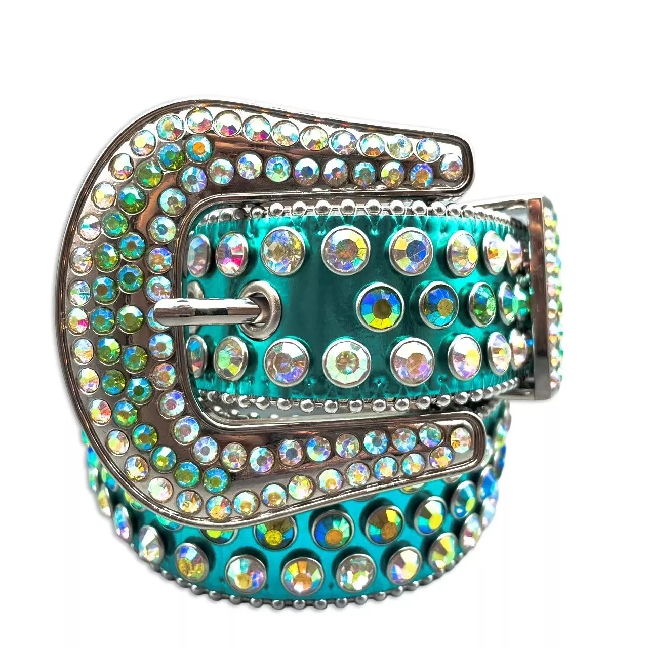 炫光藍水鑽皮帶