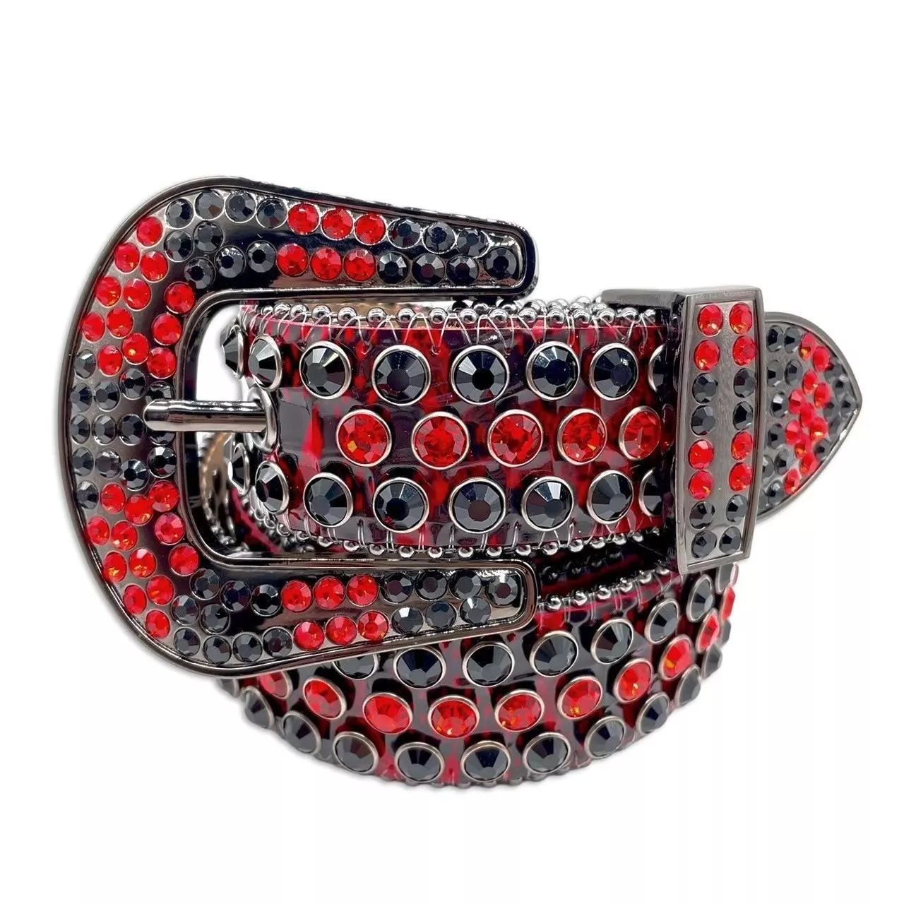 黑紅色水鑽皮帶