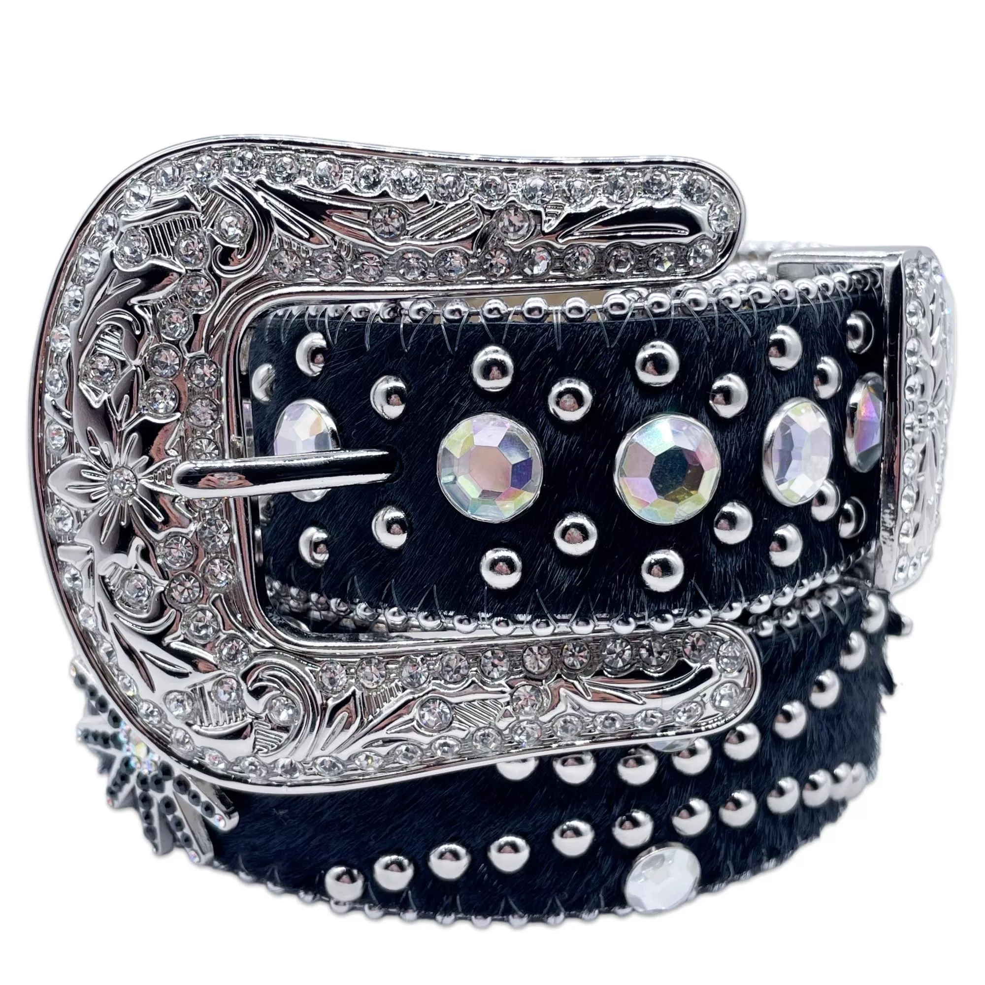 黑馬毛水鑽皮帶