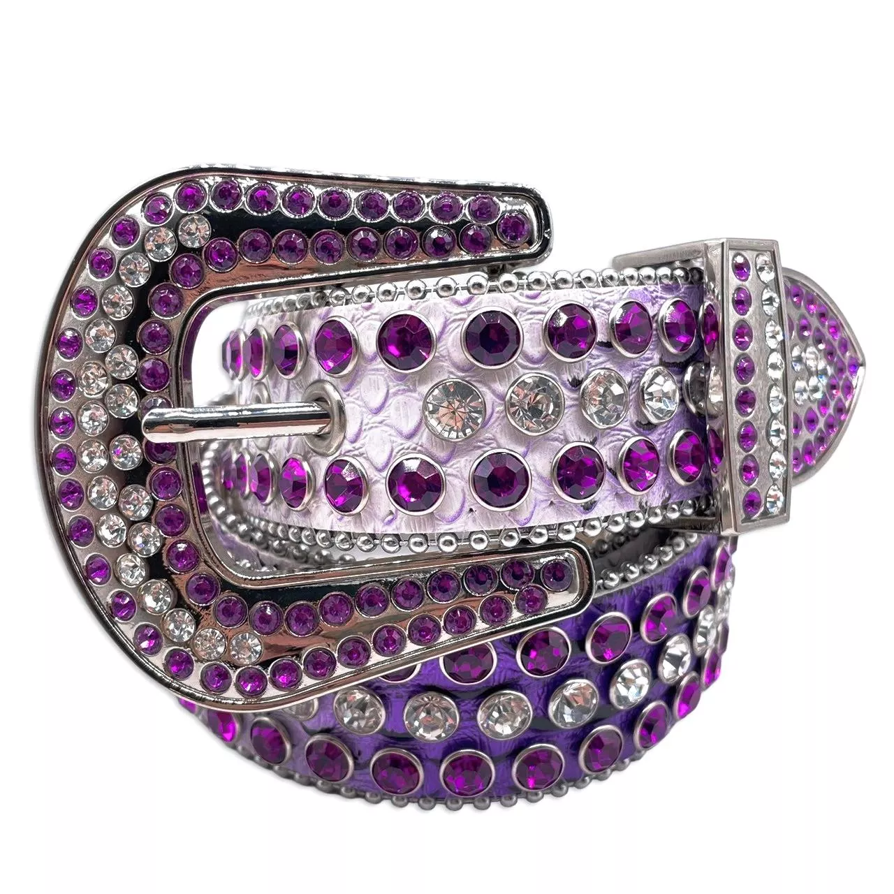 紫漸層白水鑽皮帶