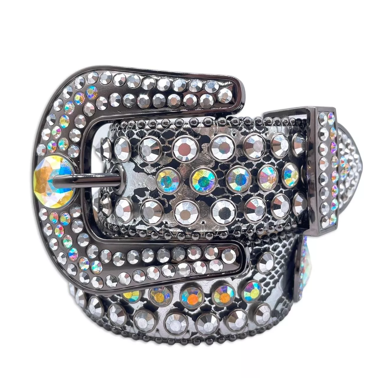 漸層大寶石水鑽皮帶