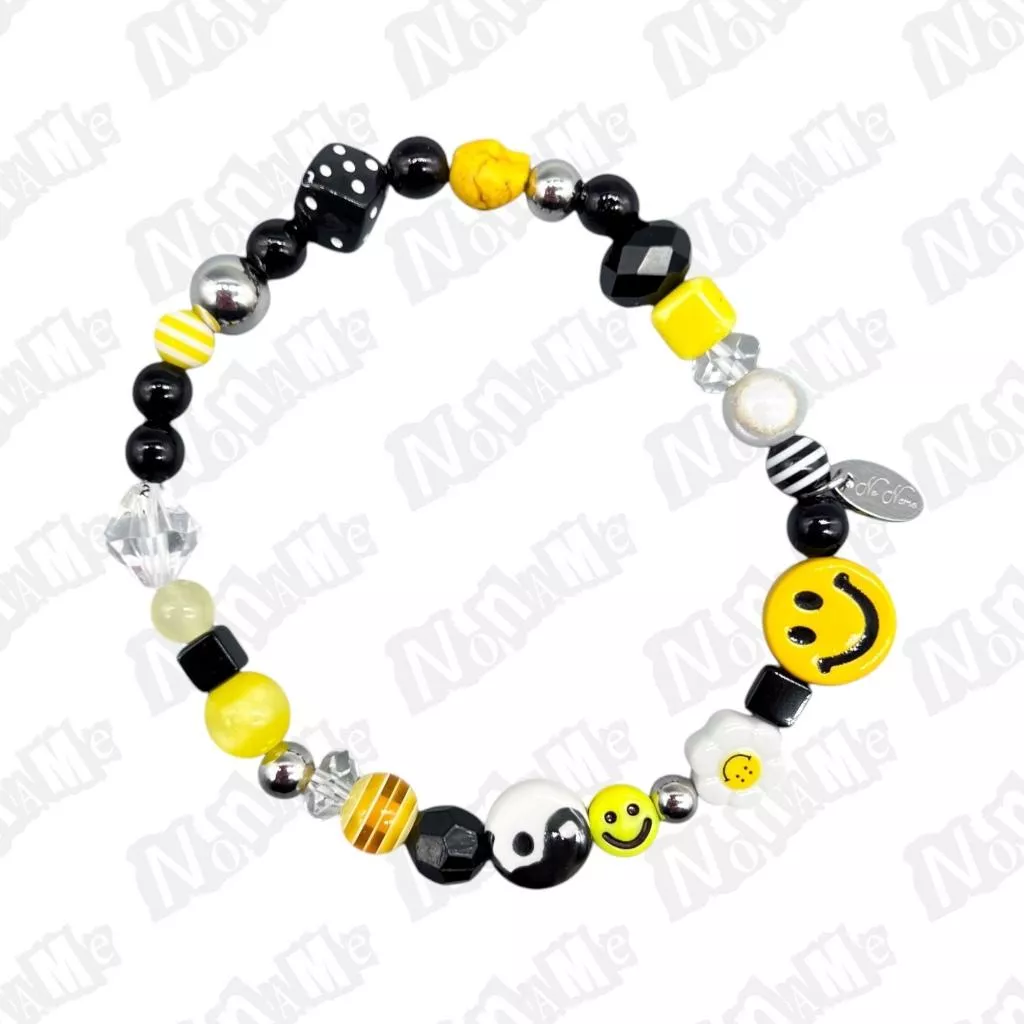 noname 黃色笑臉 太極 白水晶 骰子 串珠手練