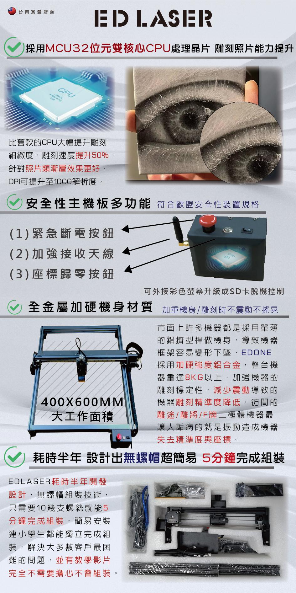 EDLASER 羿迪雷射雕刻機 【EDONE PLUS】電動Z軸