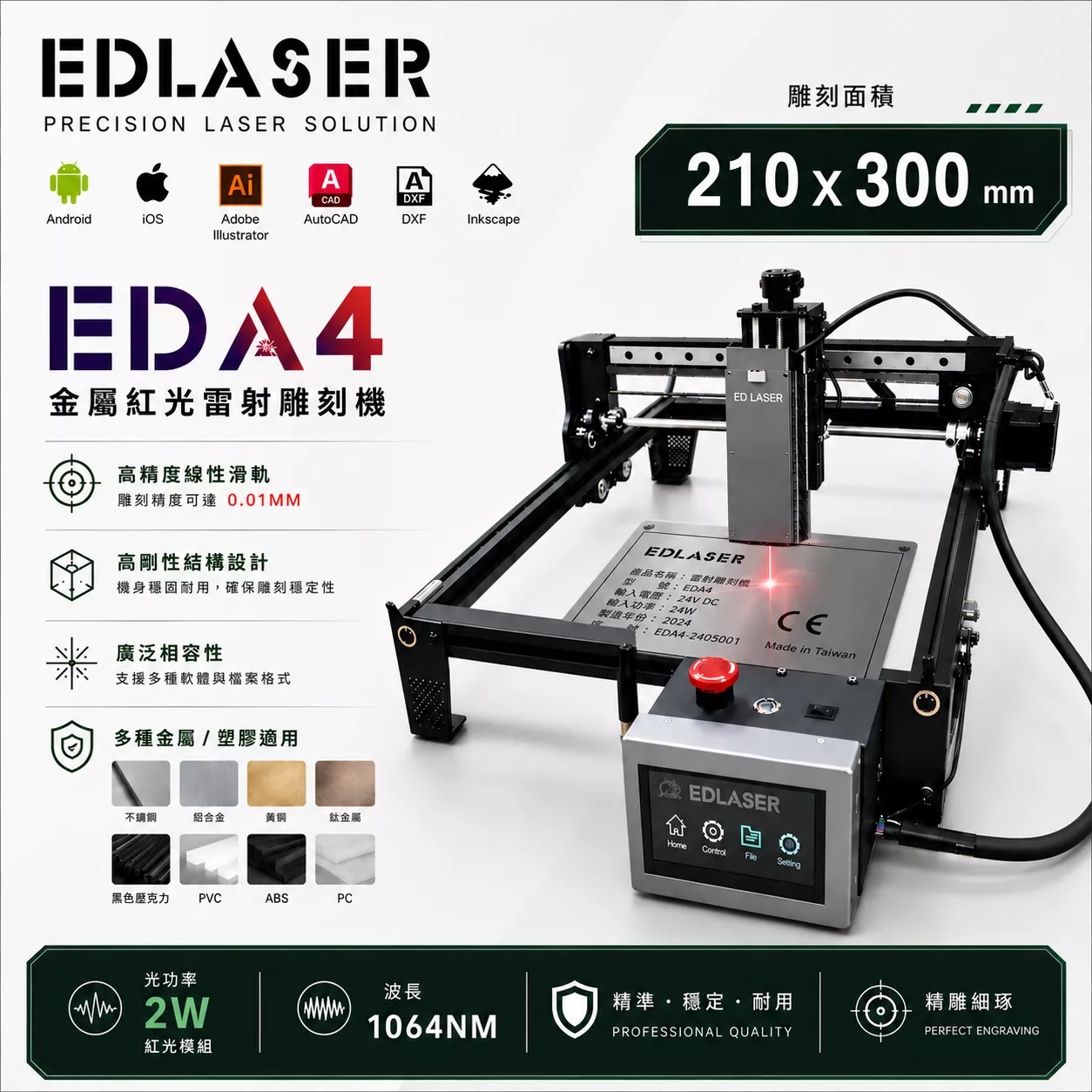 EDLASER  EDA4 1064NM紅光模組 雷射雕刻機【金屬雕刻專用】