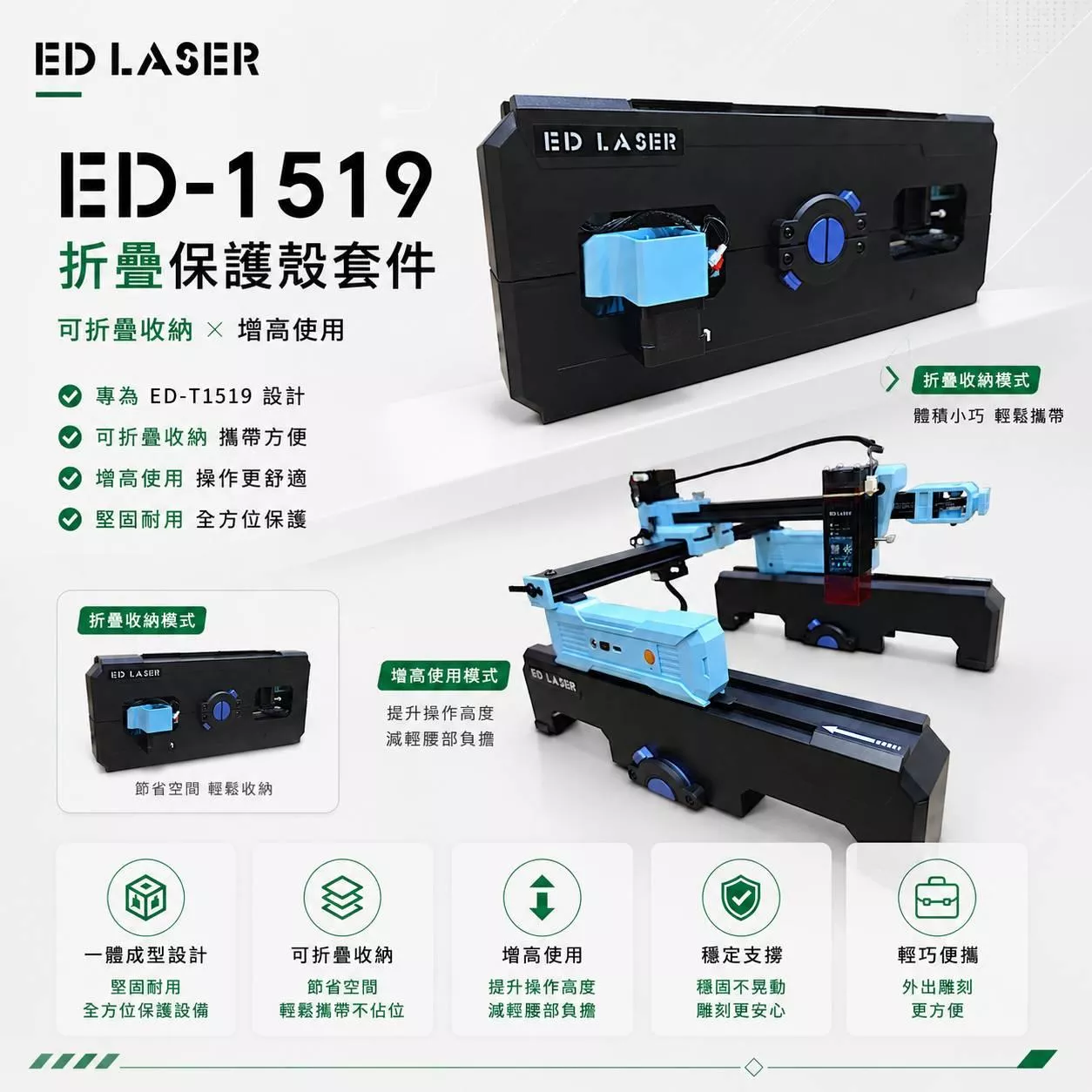 EDLASER雷射雕刻機 【ED-T1519折疊/增高保護殼】