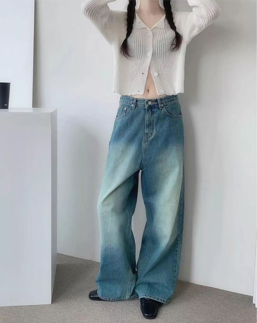＃闊腿水洗牛仔褲