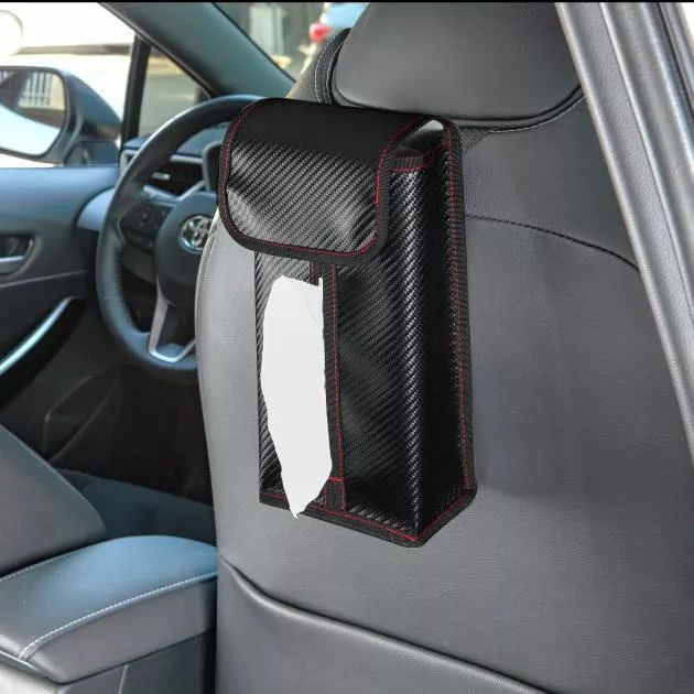 【G-SPEED】紅線碳纖紋椅背面紙套 遮陽板面紙盒 衛生紙盒套 紙巾盒套 車用面紙盒 扶手面紙盒 頭枕面紙盒