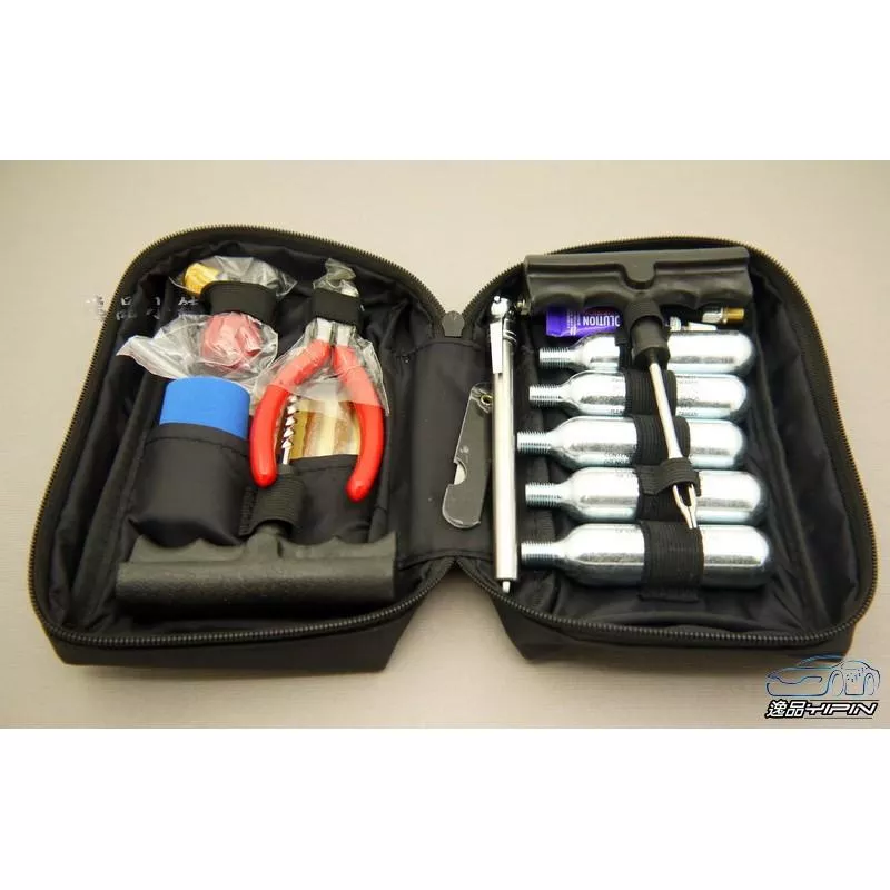 【KRONYO】機車 摩托車 CO2鋼瓶 補胎工具組 補胎包 重機 TMAX SMAX 勁戰 刺激 贈胎壓筆