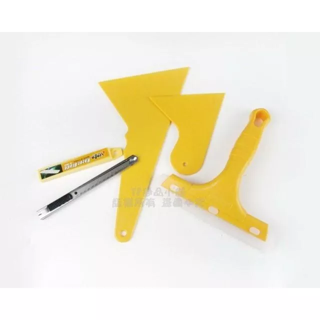 【逸品汽車百貨】汽車貼膜工具 五件組 大樓 隔熱紙 卡夢貼紙 五件組 刀片10片入 美工刮板