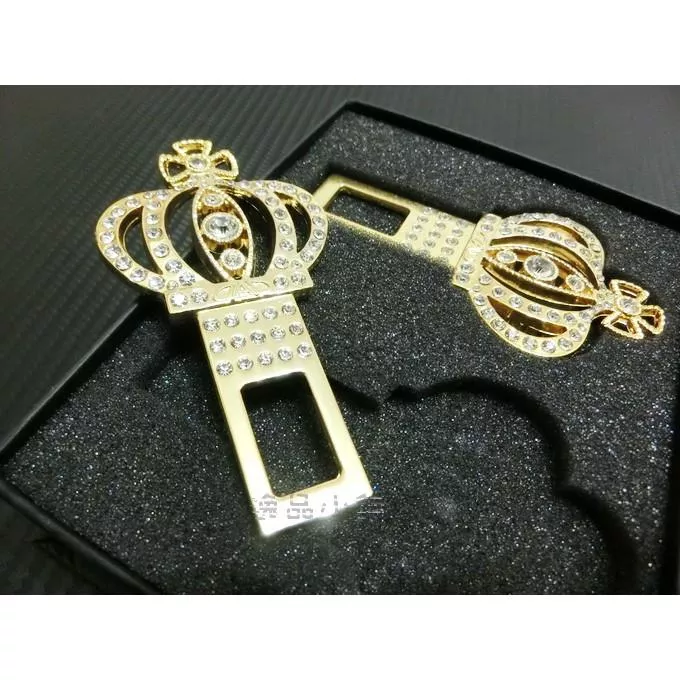 【逸品汽車百貨】DAD皇冠消音扣 安全帶扣 鑲鑽 質量好 一對裝 JP VIP