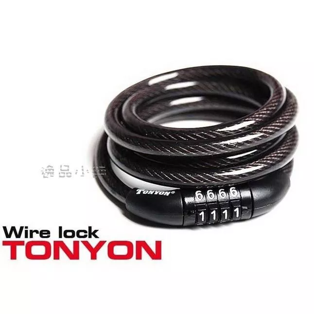 【逸品汽車百貨】TONYON 密碼鎖 自行車鏈條鎖 圈鎖 鋼絲鎖 1.2米長 8MM粗 簡易型 通用型