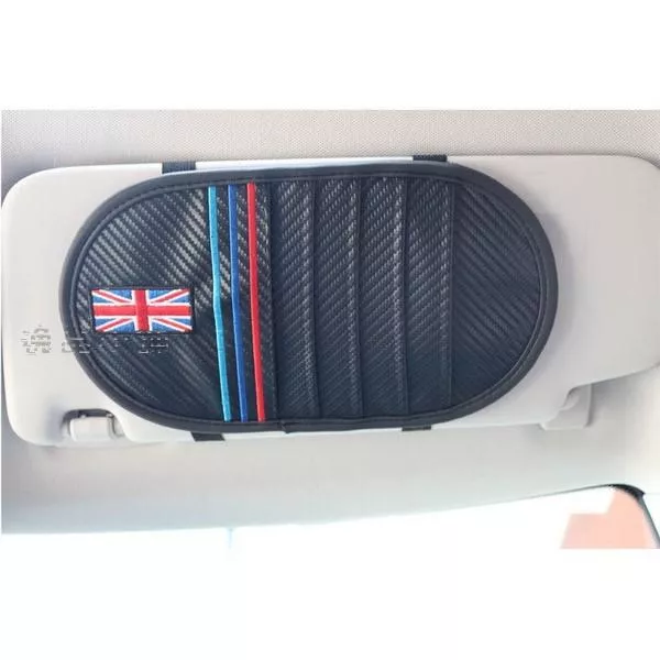 【逸品汽車百貨】車用 高檔 碳纖維英國旗 米字旗 遮陽板CD袋 可放5片CD 置物袋 單入裝 卡夢 CD收納