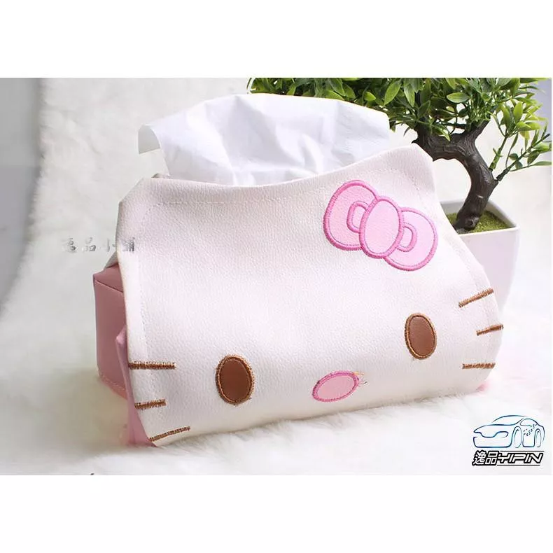 【逸品汽車百貨】車用卡通貓面紙盒 衛生紙盒 衛生紙套 面紙套 紙巾盒 紙巾套 PU材質 可愛貓
