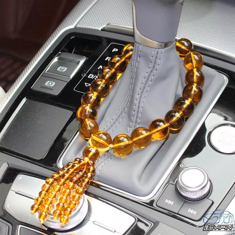 【逸品汽車百貨】車用 排檔珠 類黃水晶 汽車掛飾 車內飾品 佛珠 車內掛件 串珠