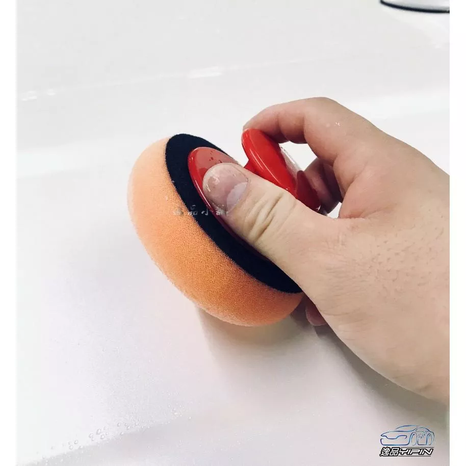 【逸品汽車百貨】車用 手工打蠟把手組 手柄打蠟海綿 上蠟海綿 上蠟綿 銅鑼燒海綿 打蠟手把 打蠟手柄 把手海綿 上蠟工具