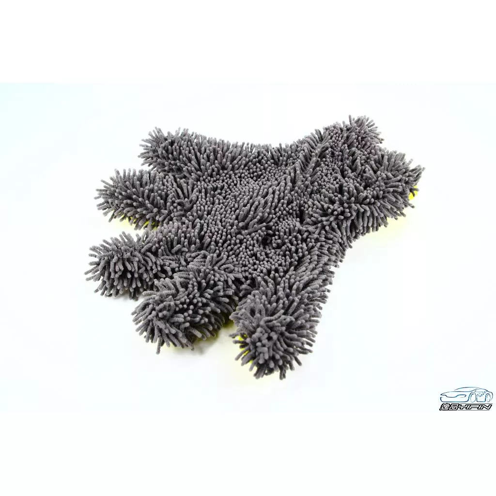 【逸品汽車百貨】五指洗車手套 雙面加厚 珊瑚絨手套 擦車手套 羊毛手套 洗車海綿 熊掌手套 洗車工具