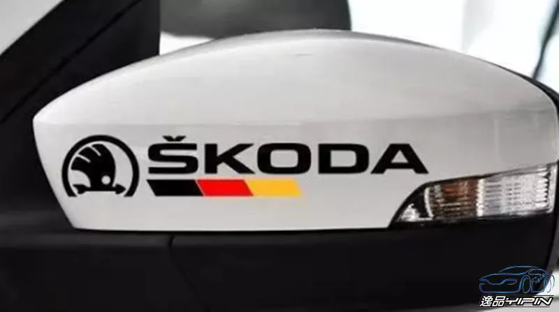 【逸品汽車百貨】SKODA 後視鏡貼紙 對裝 反光 防水 車貼 後照鏡貼紙