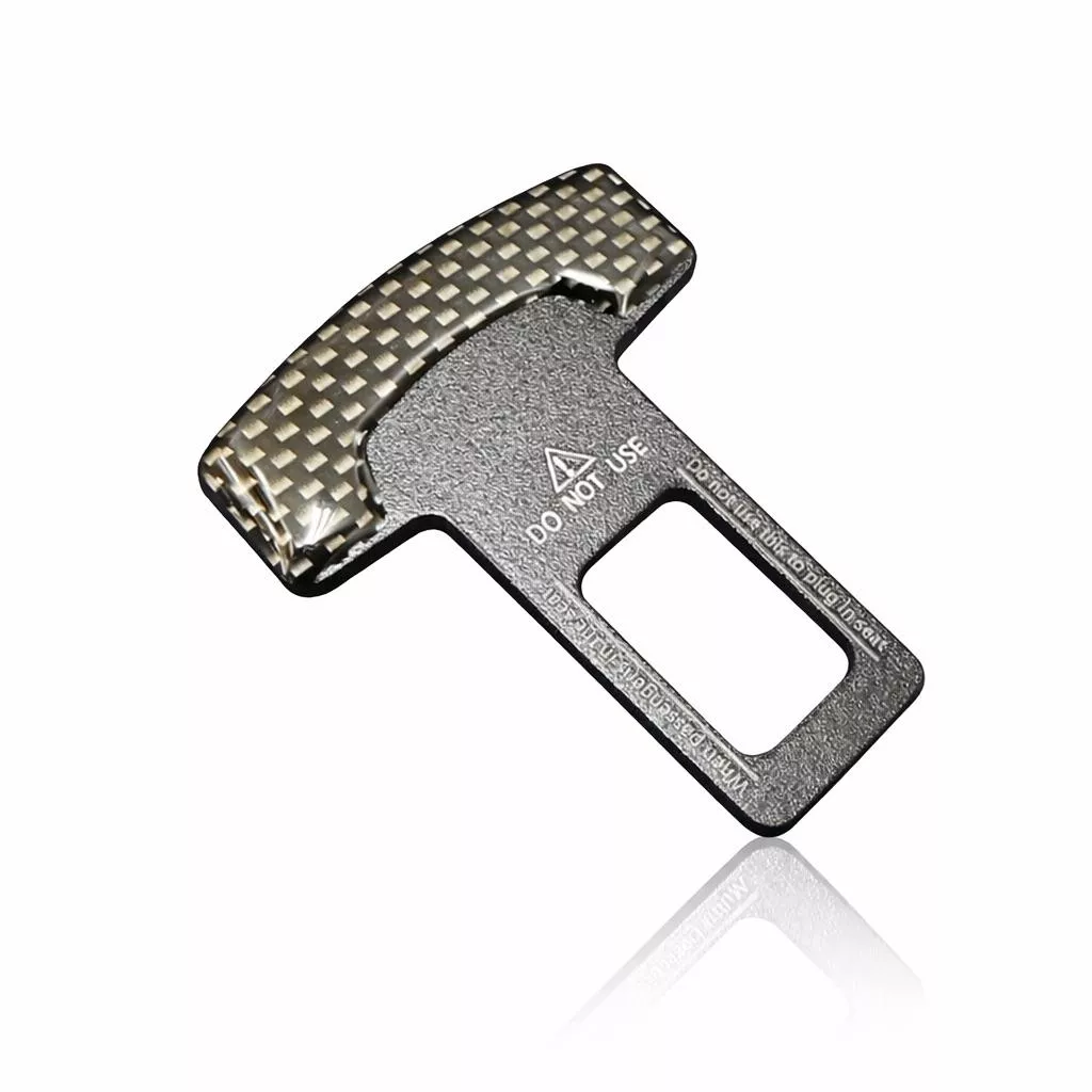 【逸品汽車百貨】碳纖紋安全帶插扣 消音片 防警示聲 消音扣 插座卡扣 通用型 車用配件 碳纖維