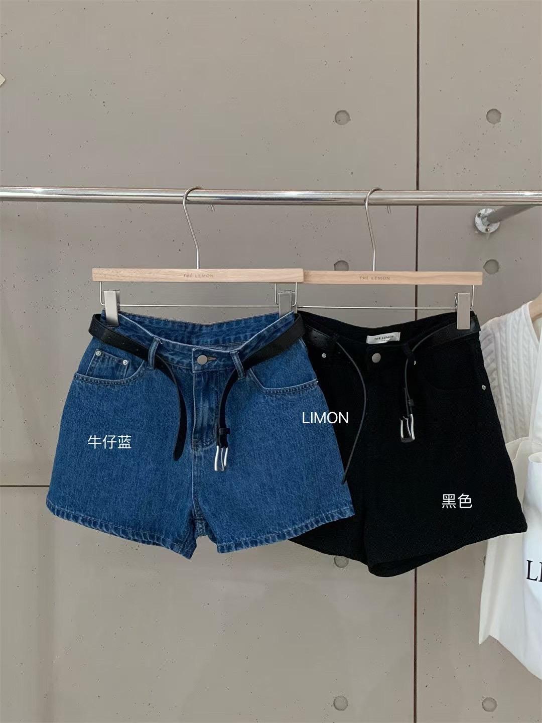 附皮帶牛仔短褲