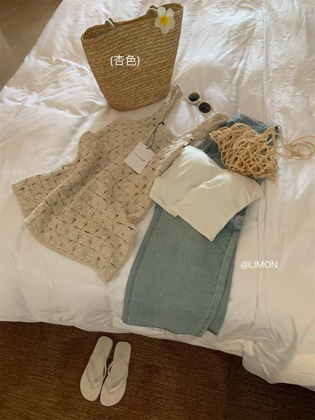 重工勾花背心裙