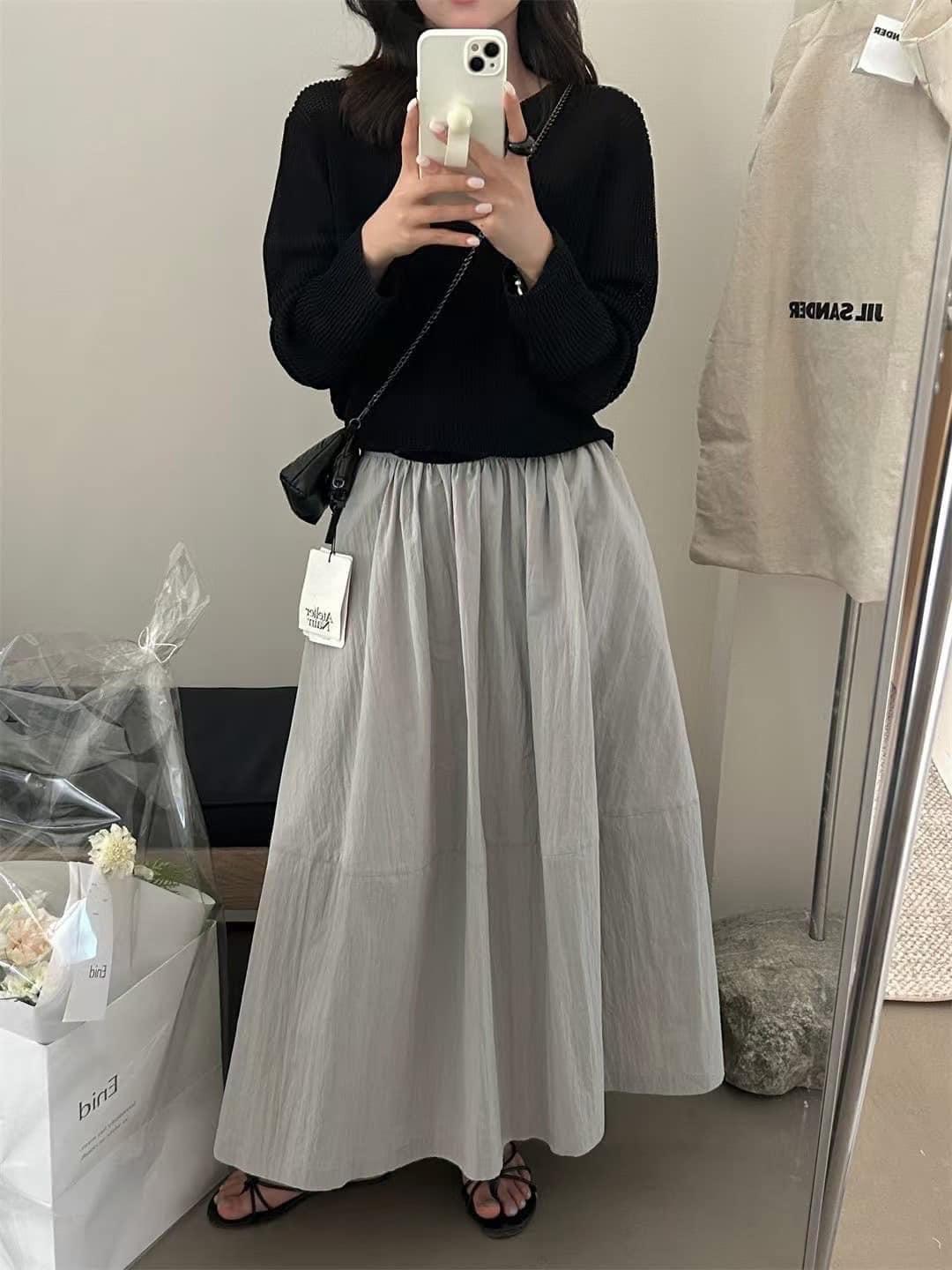 慵懶彈性高腰長裙