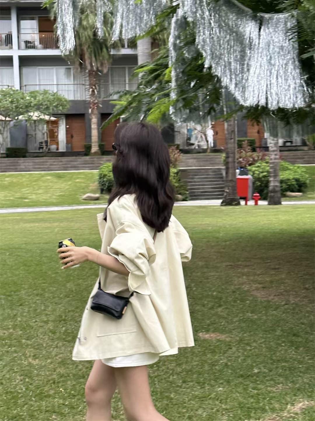 復古女孩帥氣風衣外套#