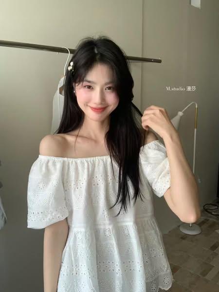 兩穿韓系緹花溫柔麻衫