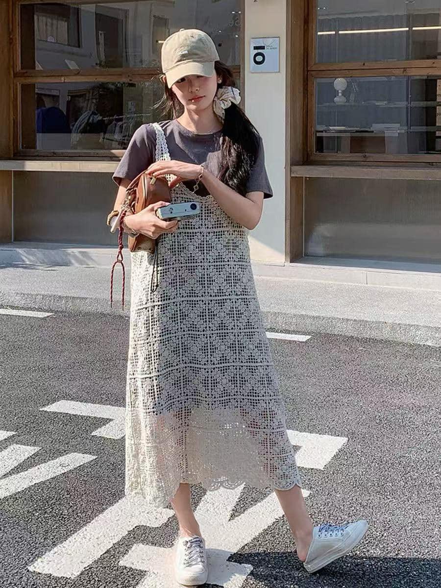 韓妞渡假兩件套洋裝